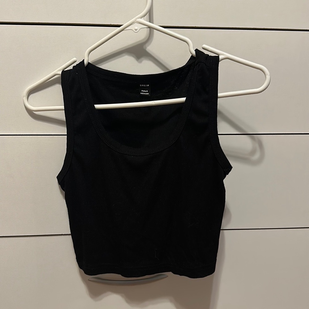 SHEIN PETITE Rib-knit Crop Tank Top
